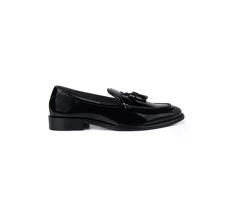 Black Patent Loafers With Tassels