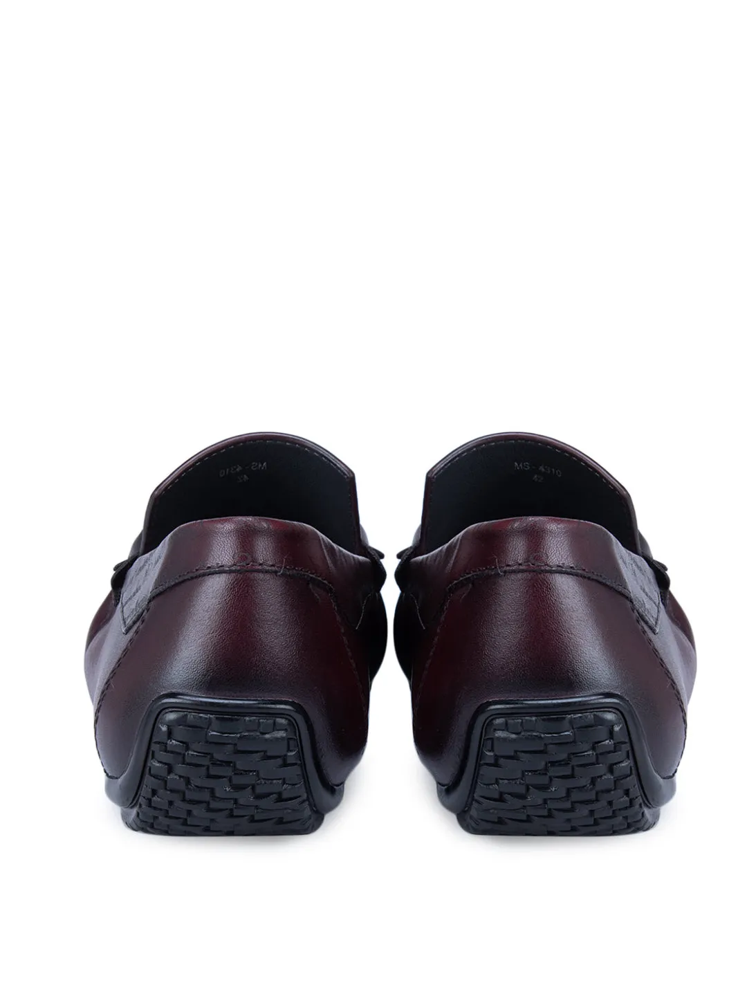 Burgundy Leather Moccasins With Bow Detail