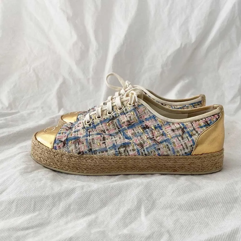 Chanel Tweed and Espadrilles Sneakers, 38C