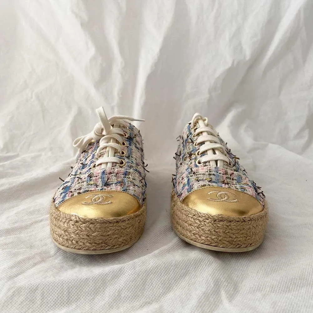 Chanel Tweed and Espadrilles Sneakers, 38C