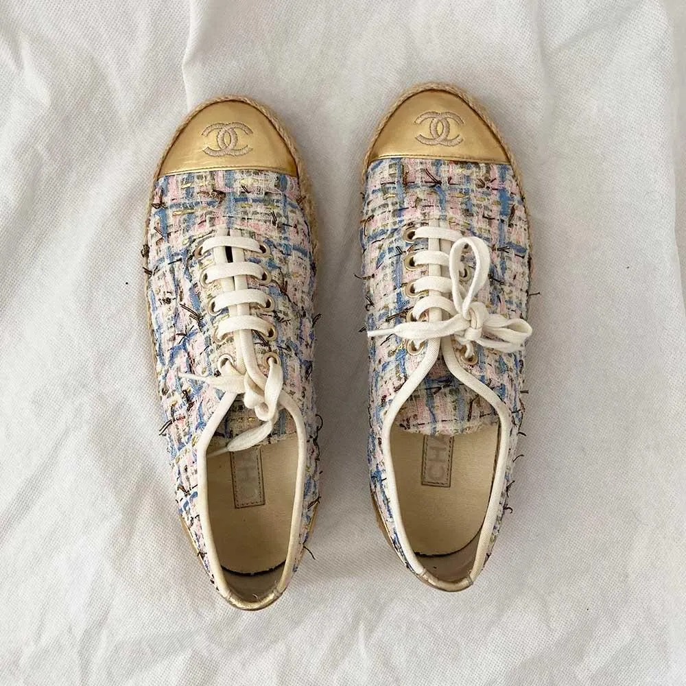 Chanel Tweed and Espadrilles Sneakers, 38C