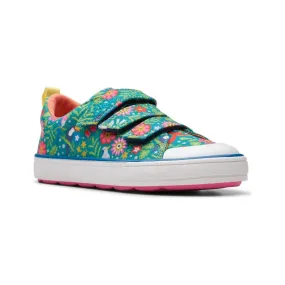 Clarks Girls Shoe FoxingTropicK. Green Print