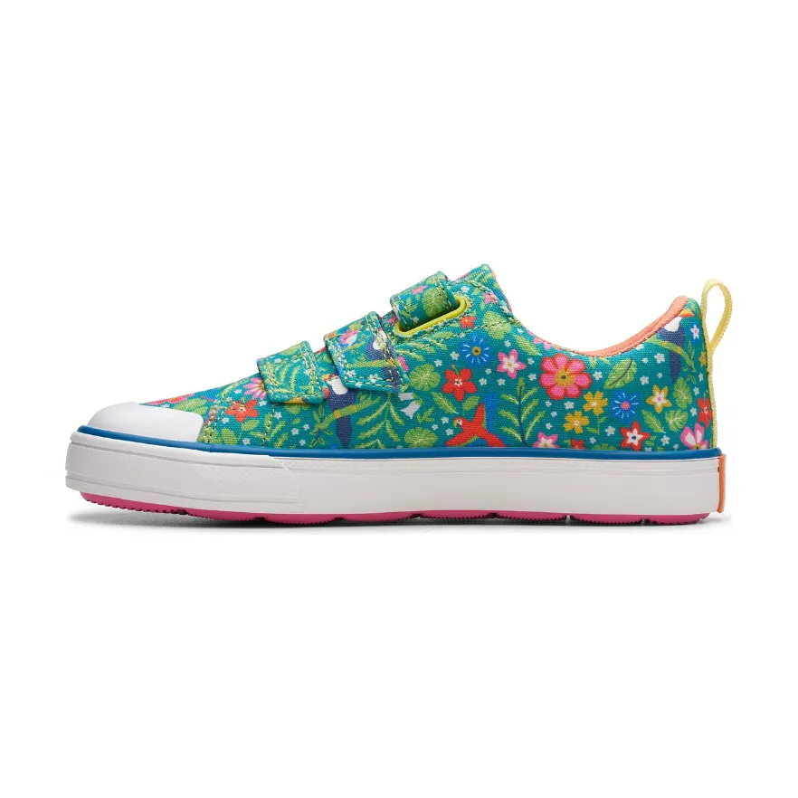 Clarks Girls Shoe FoxingTropicK. Green Print