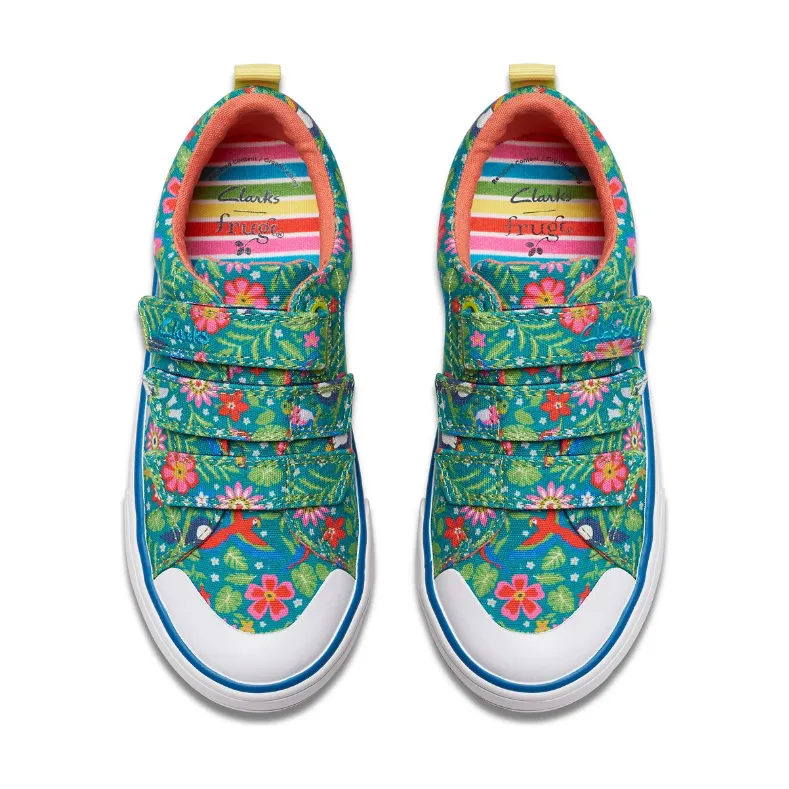 Clarks Girls Shoe FoxingTropicK. Green Print