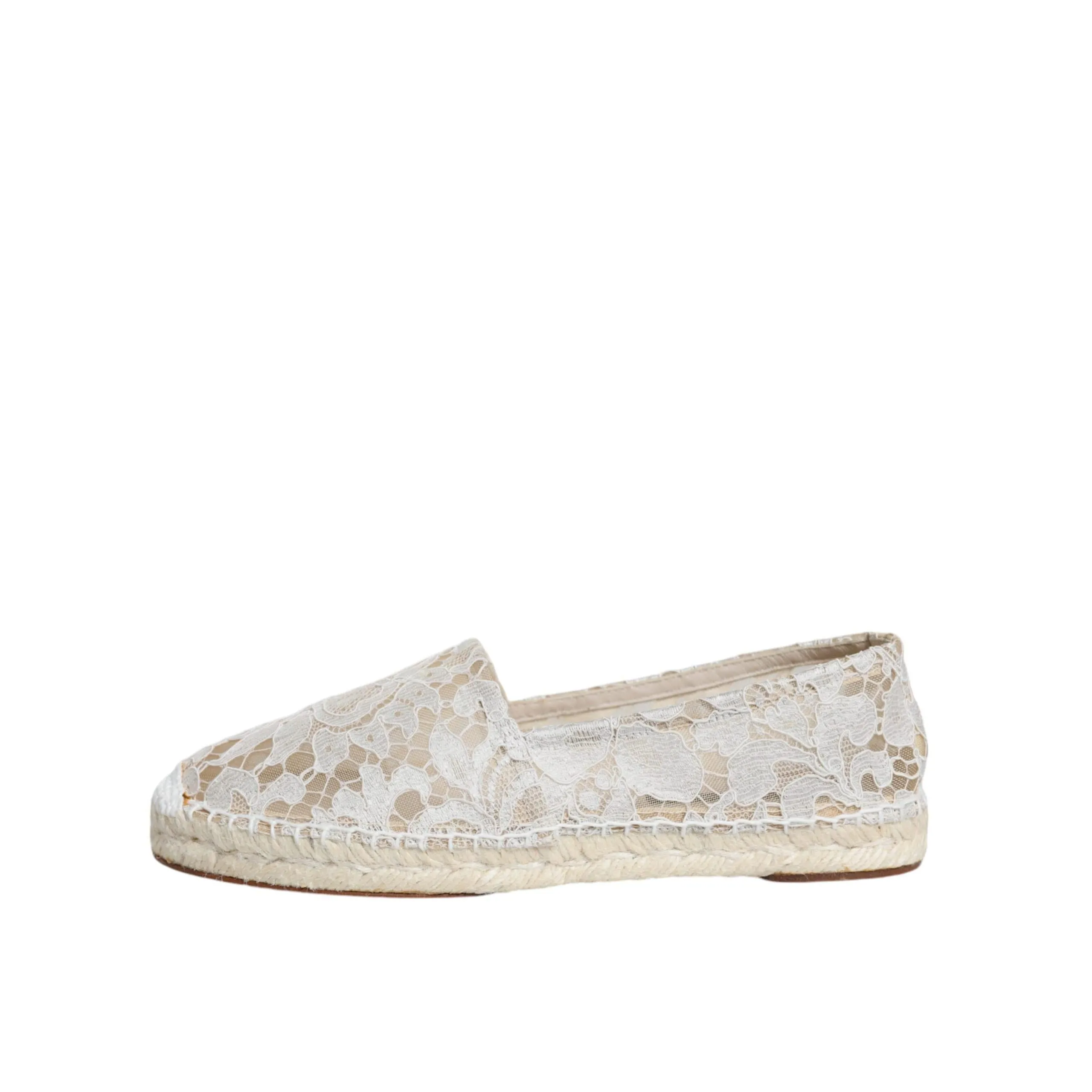 Dolce & Gabbana White Lace Viscose Espadrilles Flats Shoes