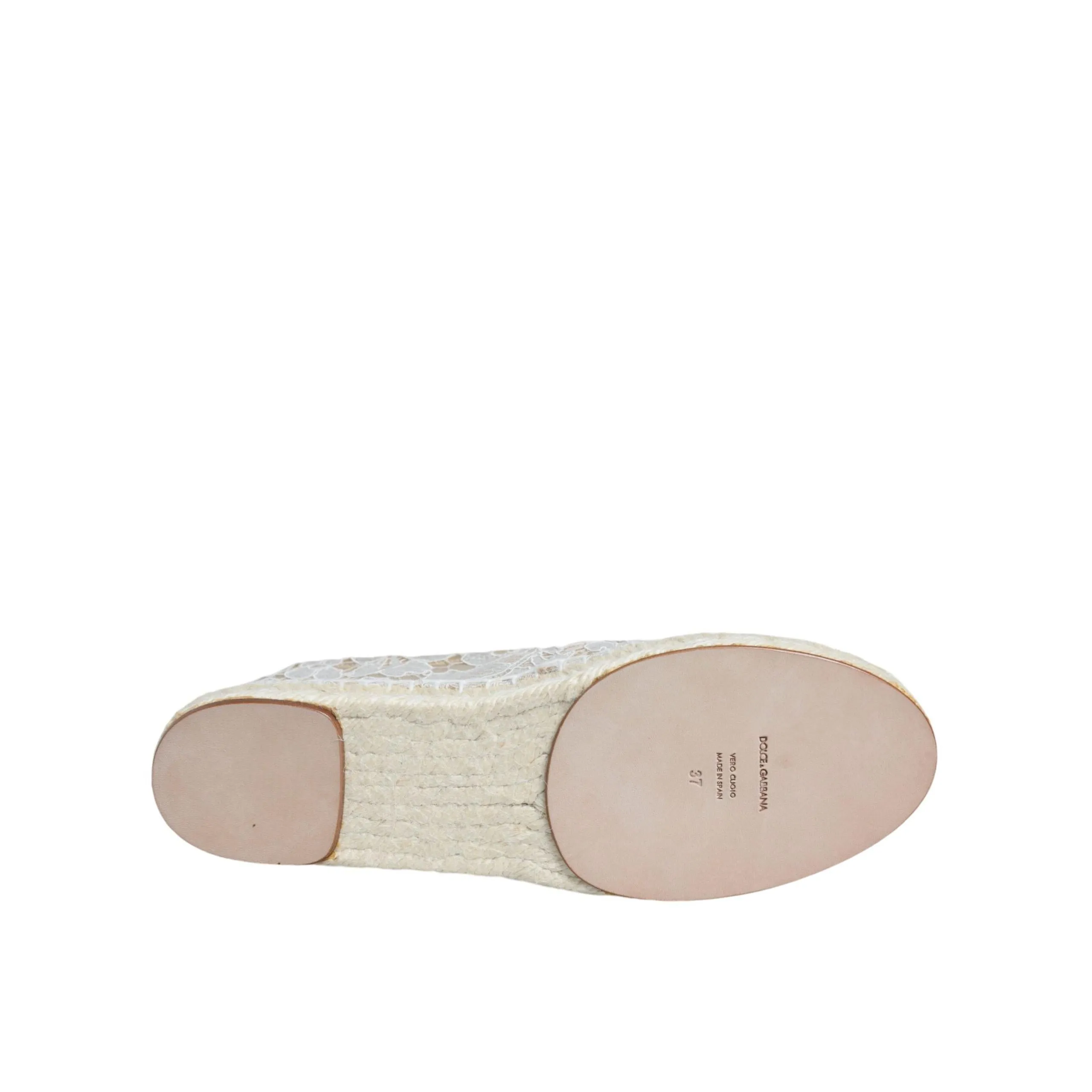 Dolce & Gabbana White Lace Viscose Espadrilles Flats Shoes