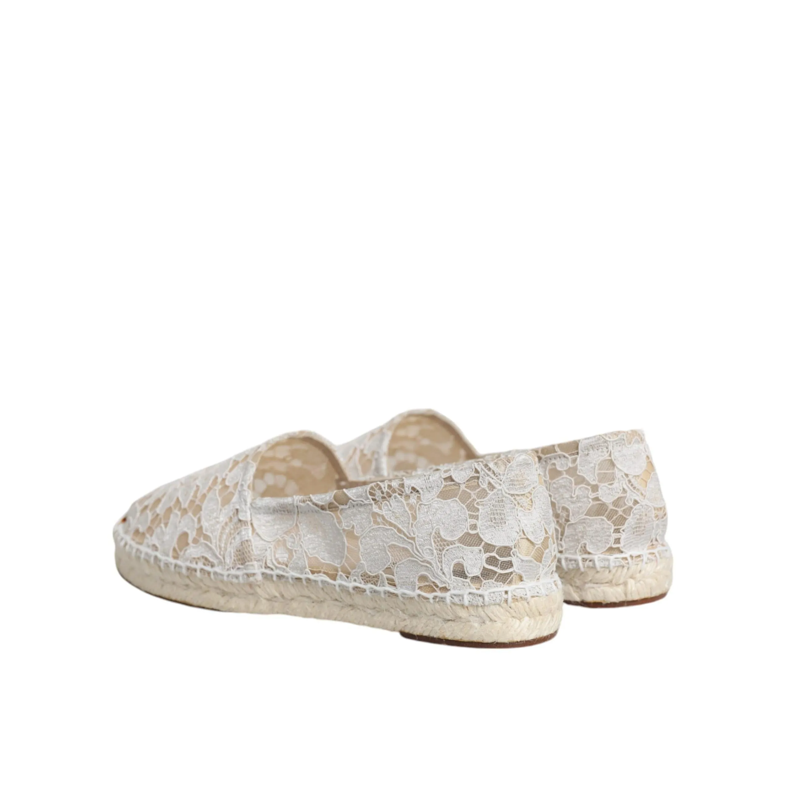 Dolce & Gabbana White Lace Viscose Espadrilles Flats Shoes