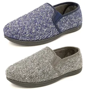 Dunlop Joel Mens Moccasin Slippers Twin Gusset Memory Foam