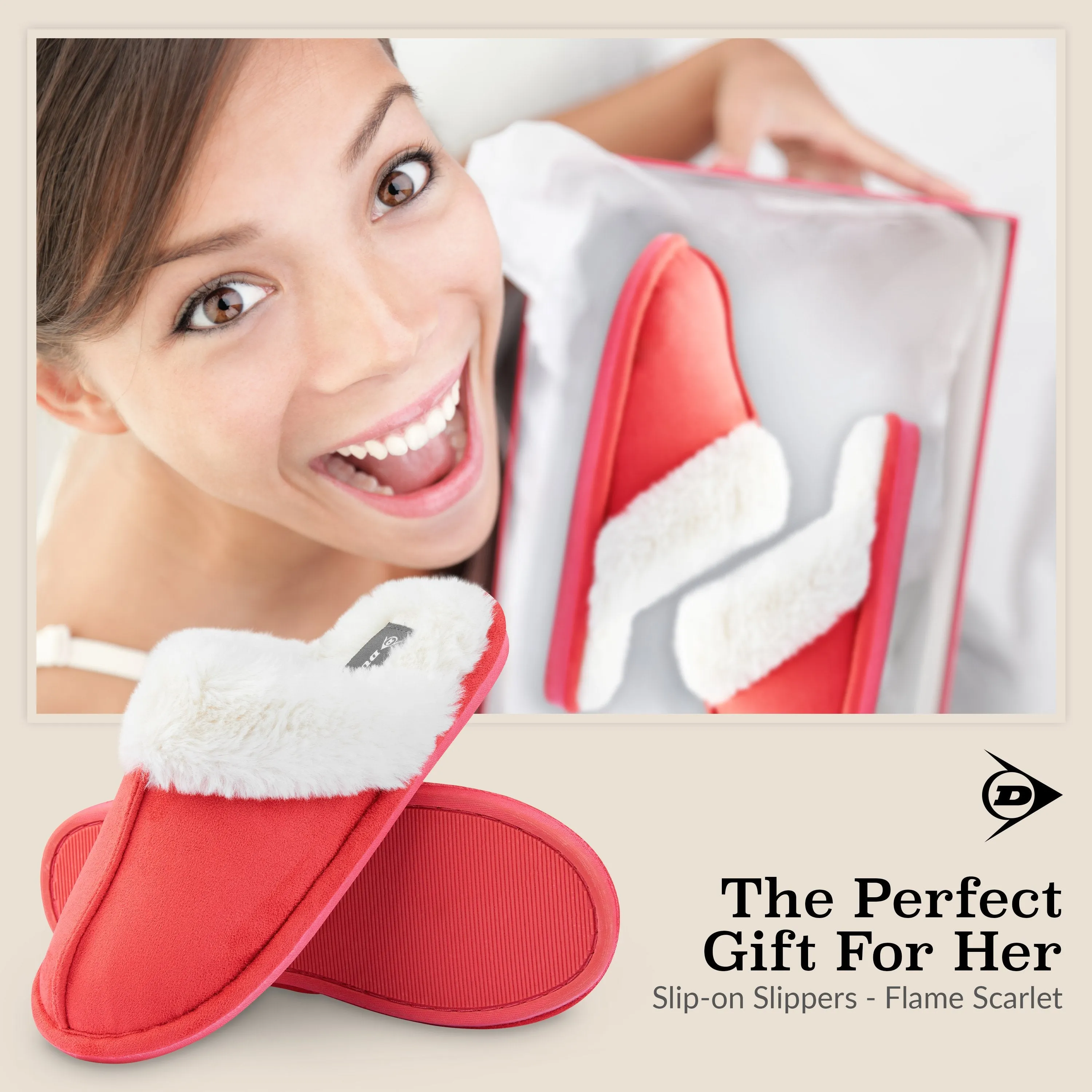 Dunlop Womens Slippers, Memory Foam Fluffy Slip On House Shoes