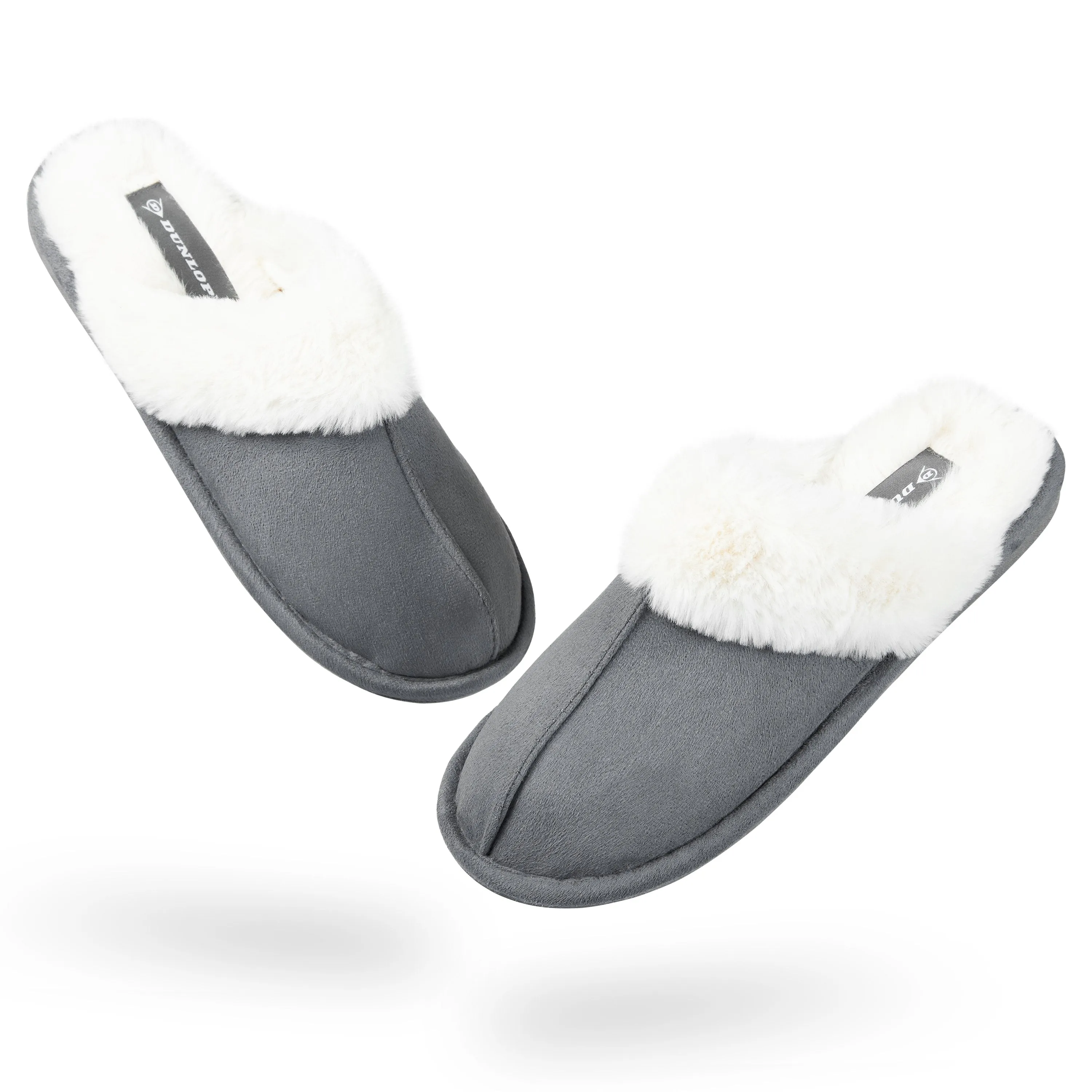 Dunlop Womens Slippers, Memory Foam Fluffy Slip On House Shoes