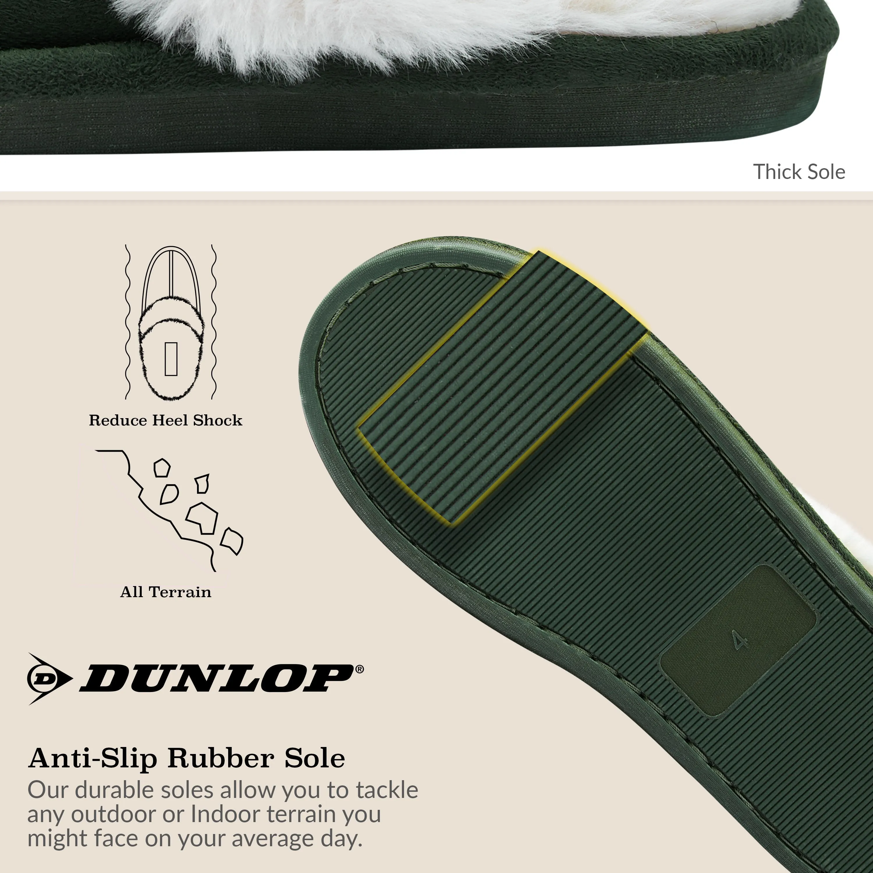 Dunlop Womens Slippers, Memory Foam Fluffy Slip On House Shoes