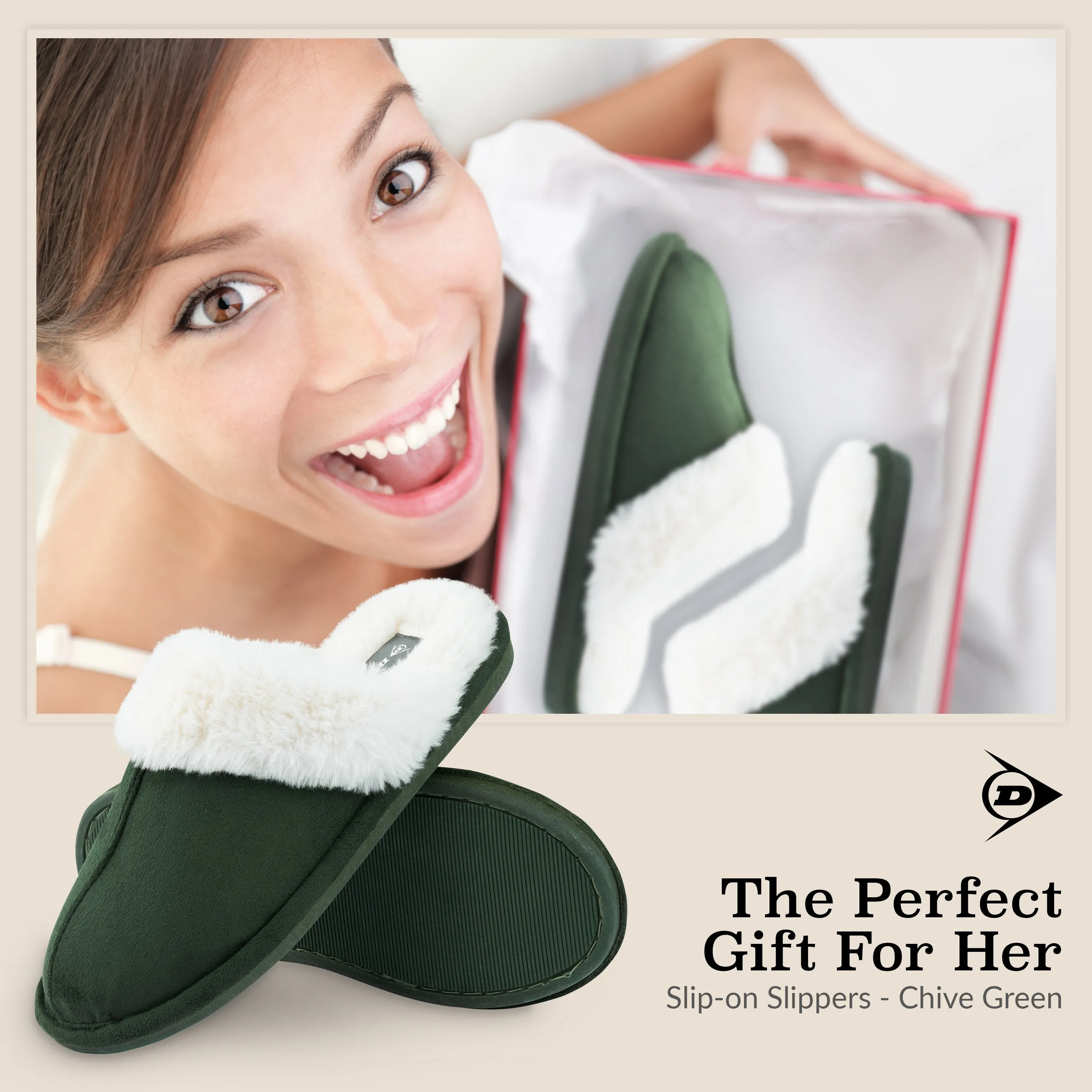 Dunlop Womens Slippers, Memory Foam Fluffy Slip On House Shoes