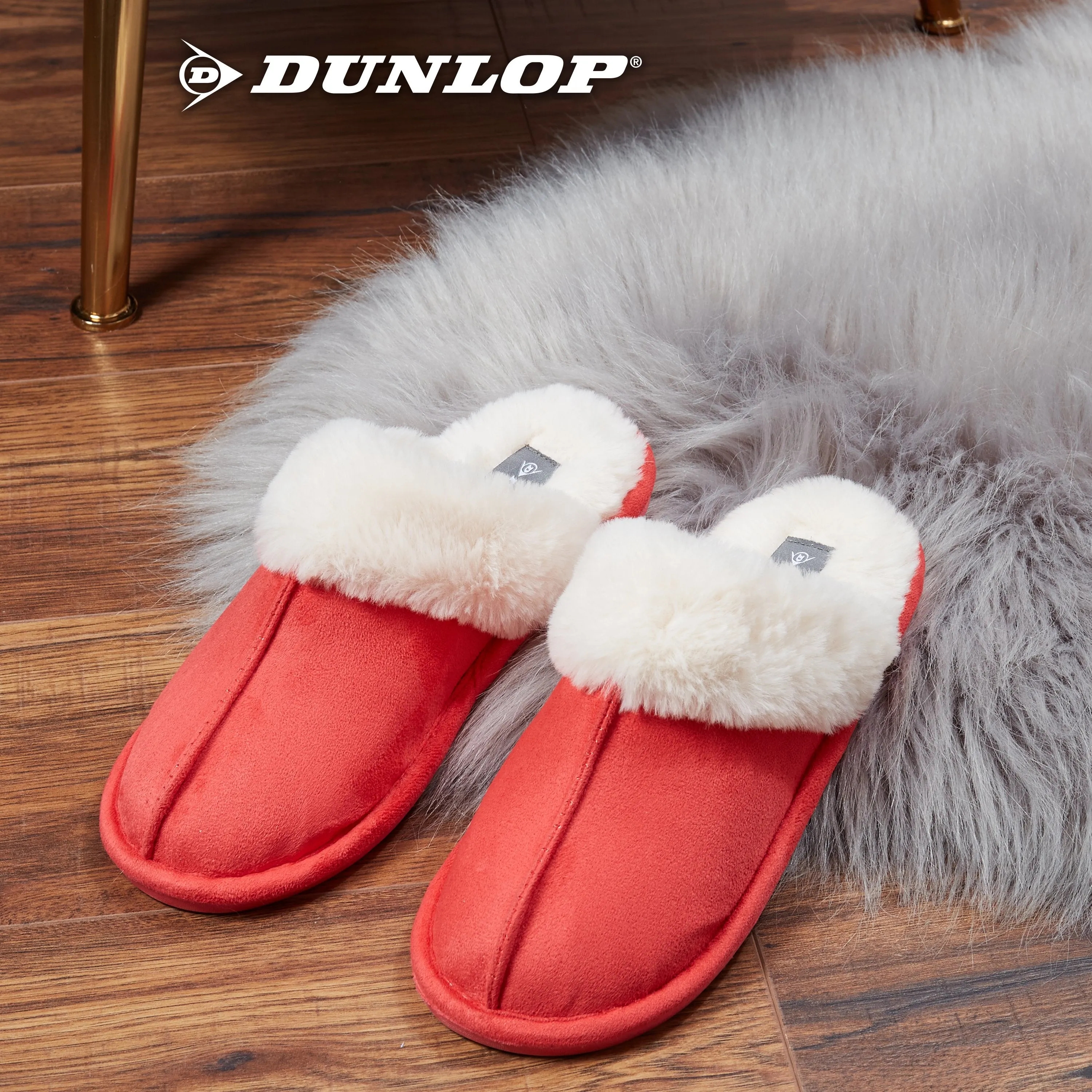 Dunlop Womens Slippers, Memory Foam Fluffy Slip On House Shoes