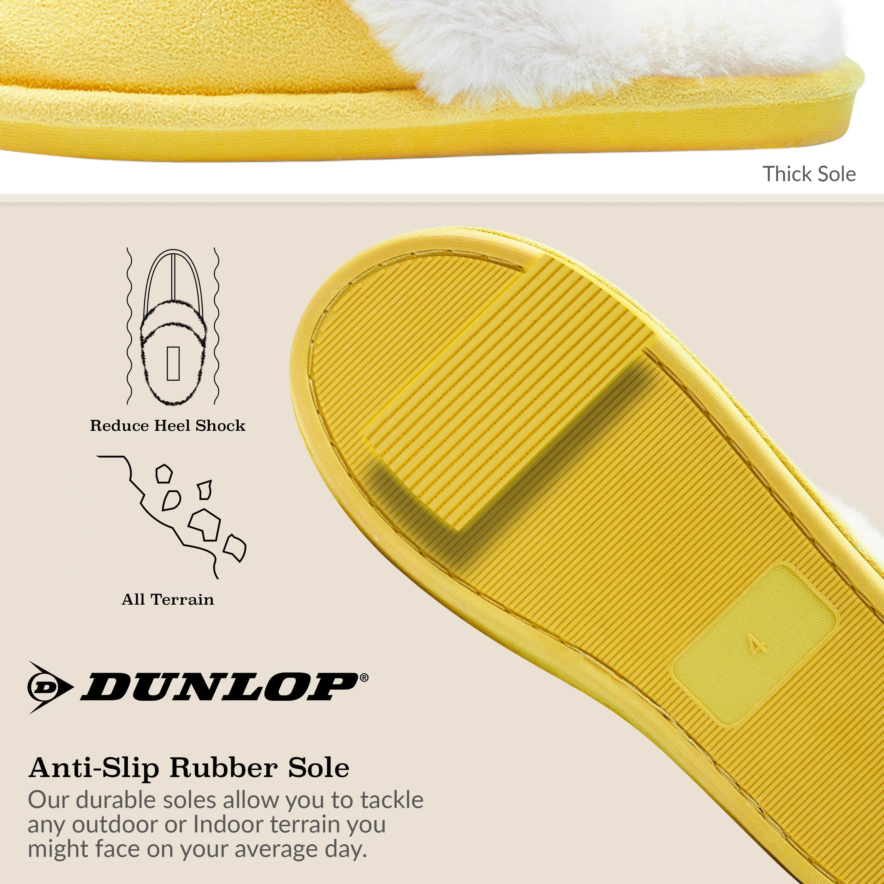 Dunlop Womens Slippers, Memory Foam Fluffy Slip On House Shoes