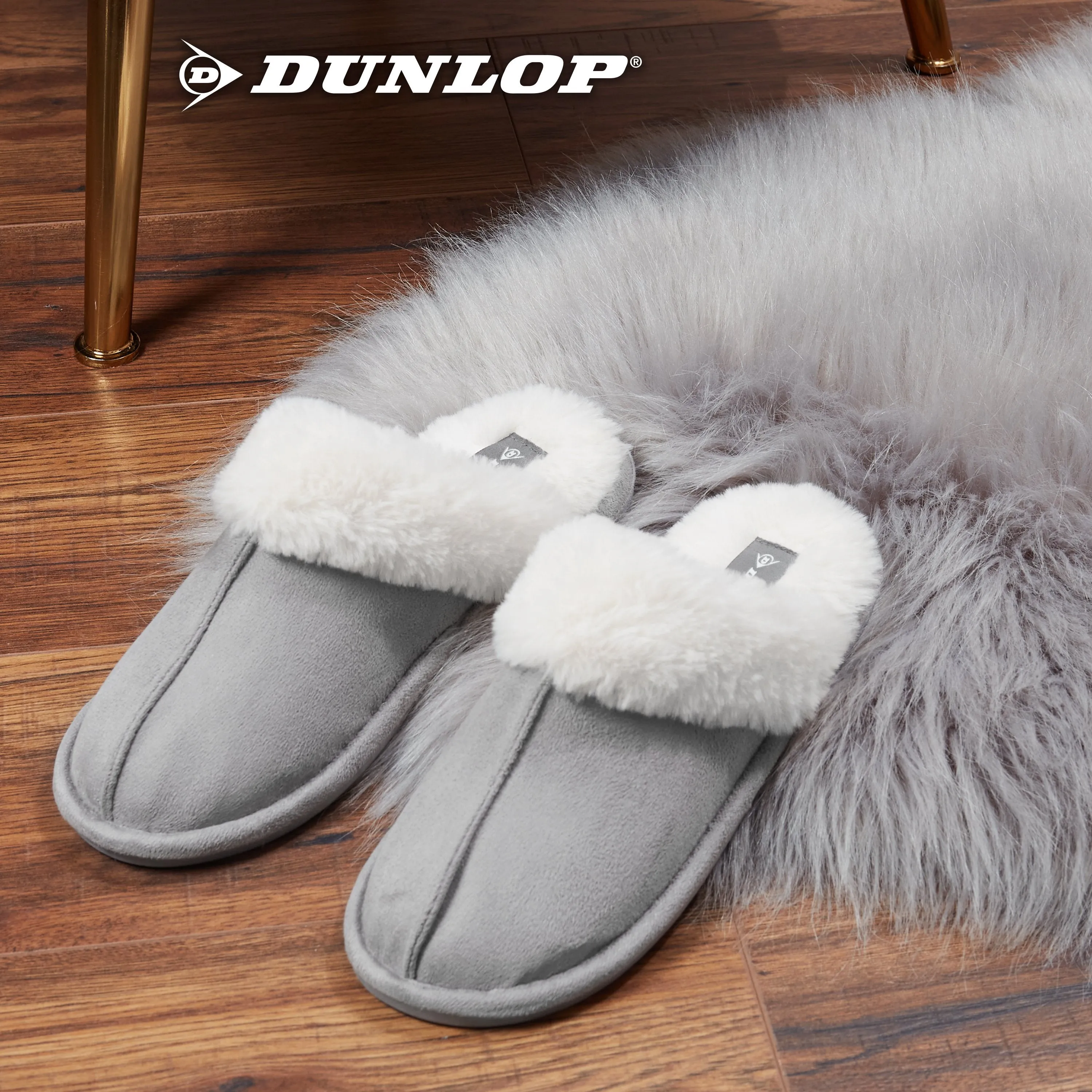 Dunlop Womens Slippers, Memory Foam Fluffy Slip On House Shoes