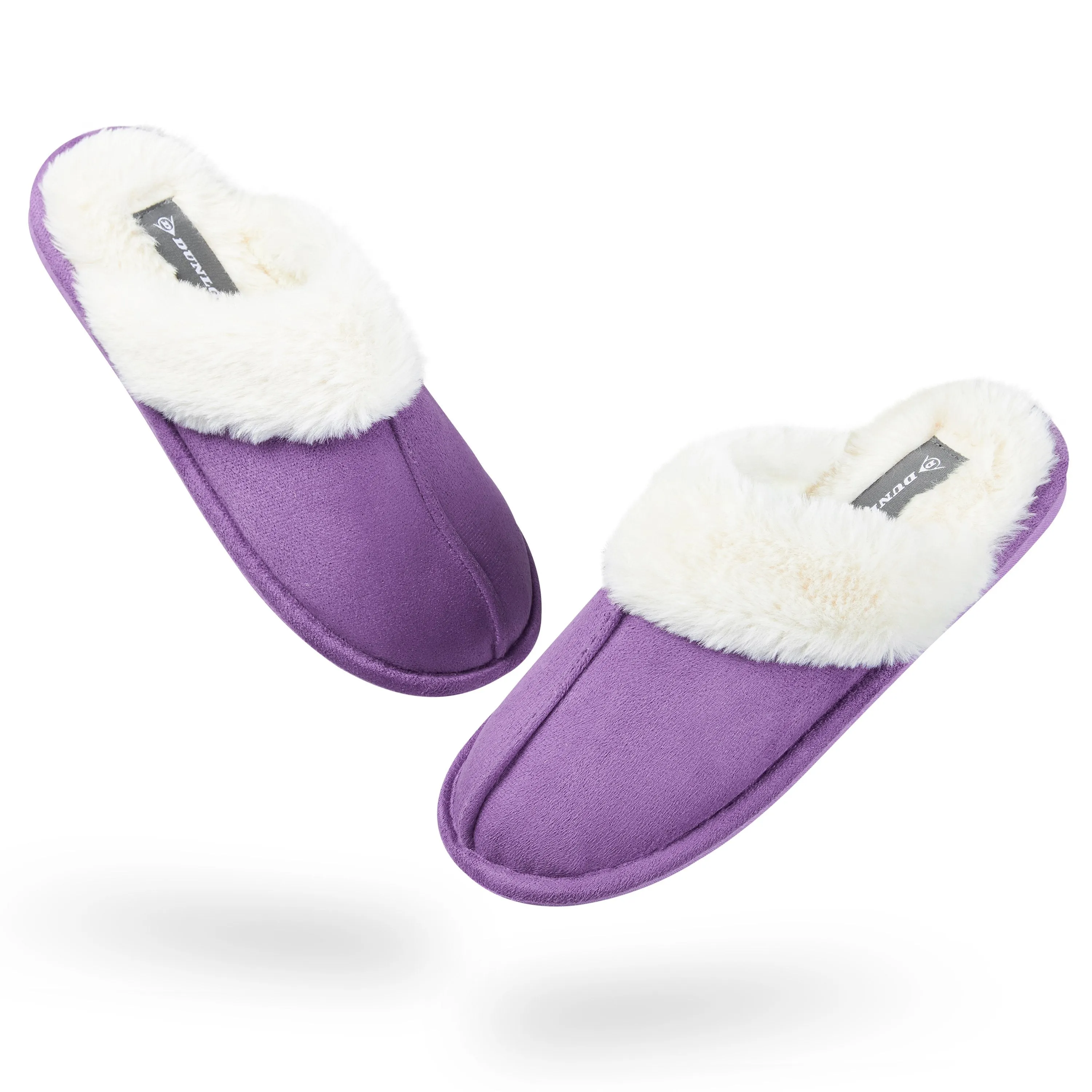 Dunlop Womens Slippers, Memory Foam Fluffy Slip On House Shoes
