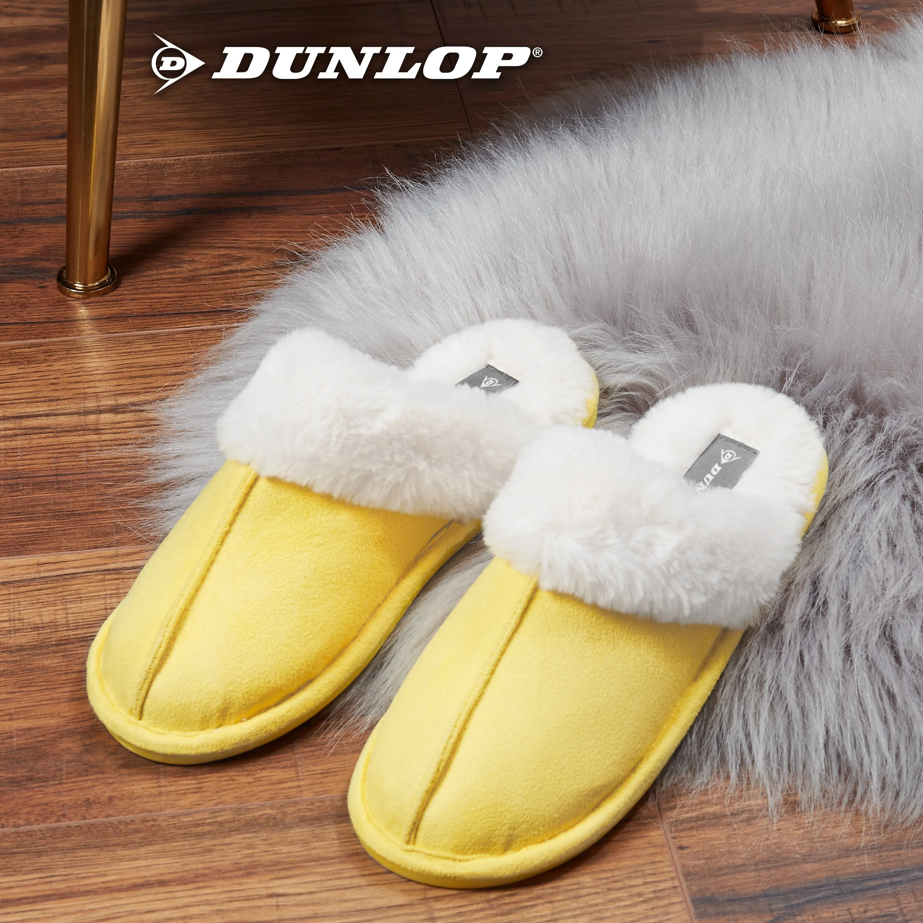 Dunlop Womens Slippers, Memory Foam Fluffy Slip On House Shoes