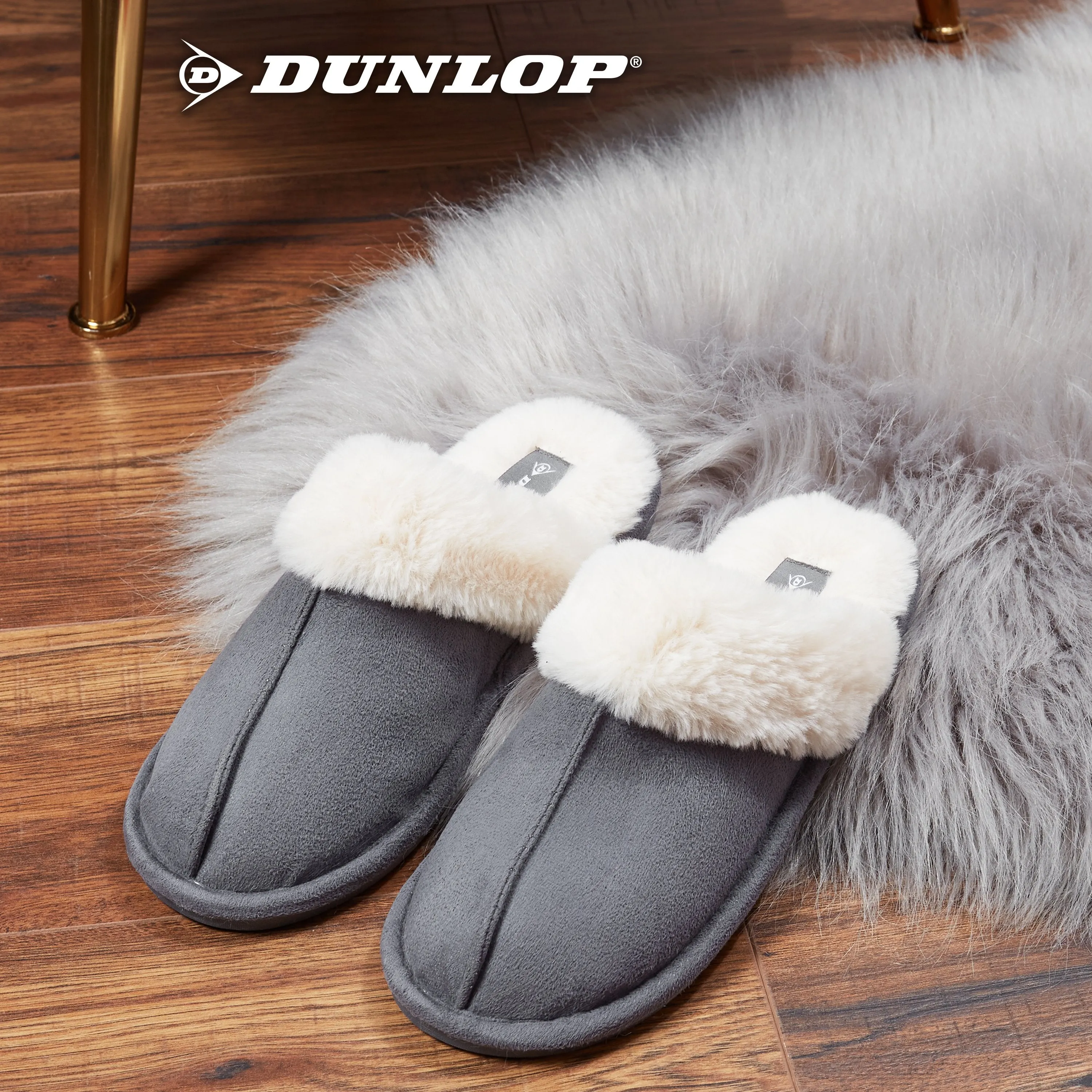 Dunlop Womens Slippers, Memory Foam Fluffy Slip On House Shoes