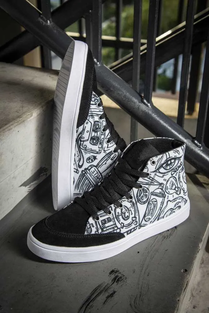 Funky Culture Print Canvas Hi-Top Men's Sneakers