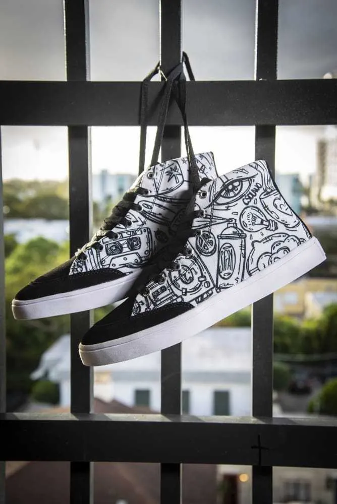Funky Culture Print Canvas Hi-Top Men's Sneakers