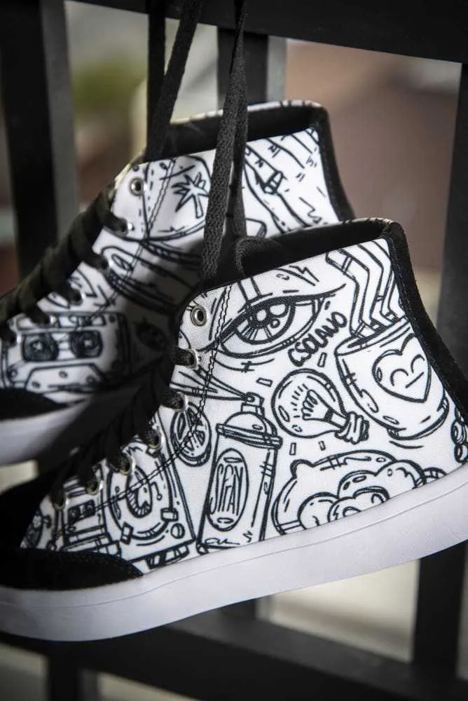 Funky Culture Print Canvas Hi-Top Men's Sneakers