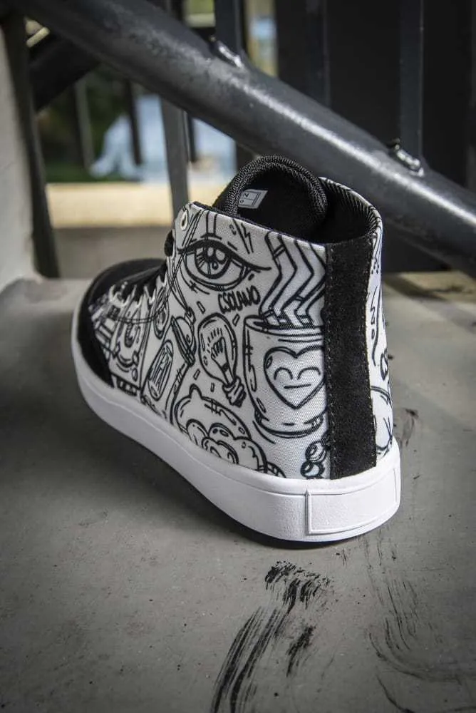 Funky Culture Print Canvas Hi-Top Men's Sneakers