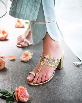 Gold Struck - Kolha Block Heels : Limited edition