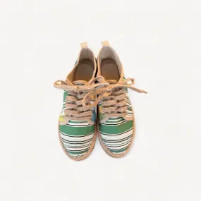 green stripe lace up espadrilles