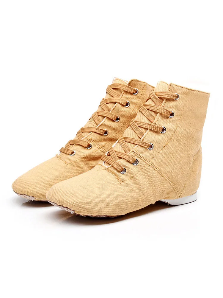 High-Top Canvas Jazz Dance Shoes Frenulum-Up Moccasins