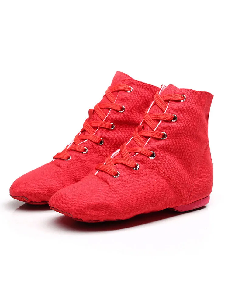 High-Top Canvas Jazz Dance Shoes Frenulum-Up Moccasins
