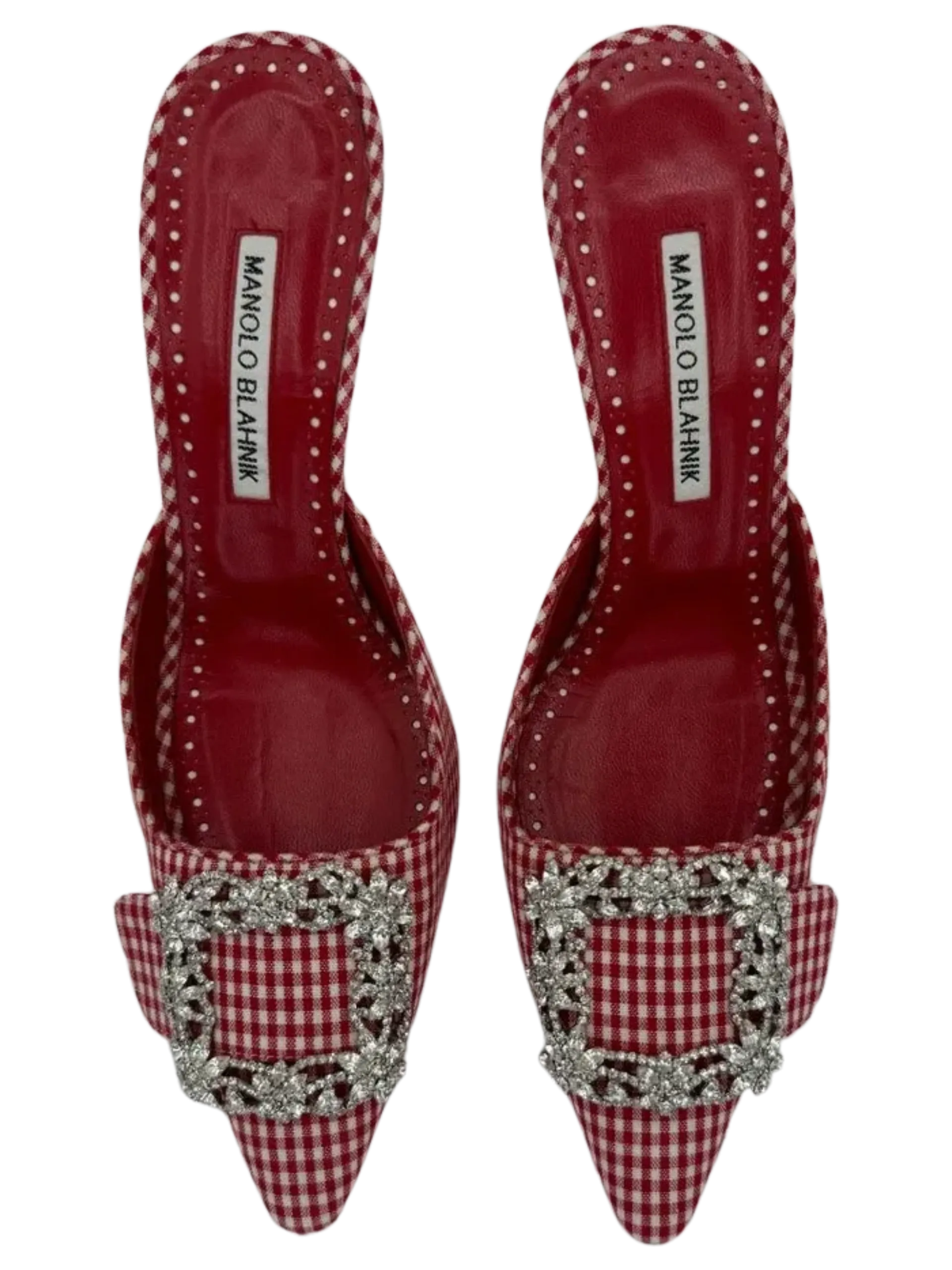 MANOLO BLAHNIK Gingham Hangisi Mules