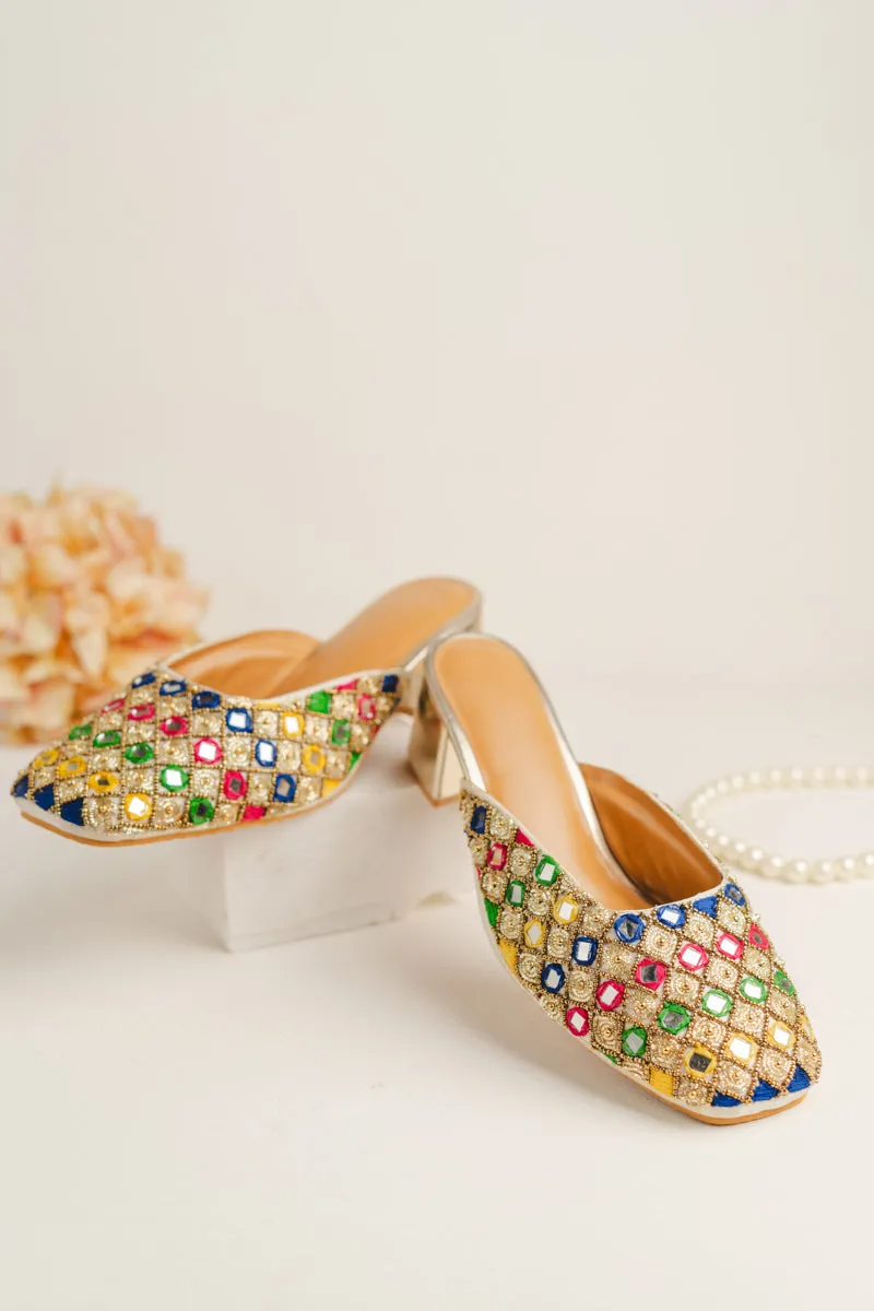 Multi Color Block heels belly