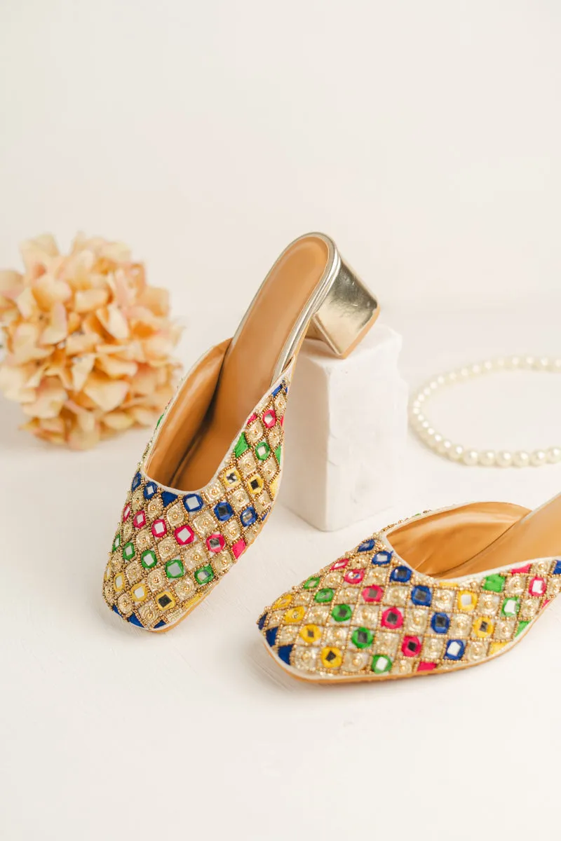 Multi Color Block heels belly