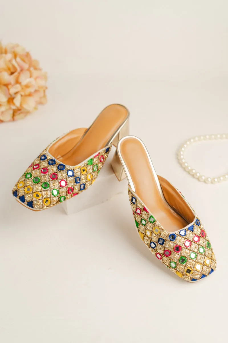 Multi Color Block heels belly