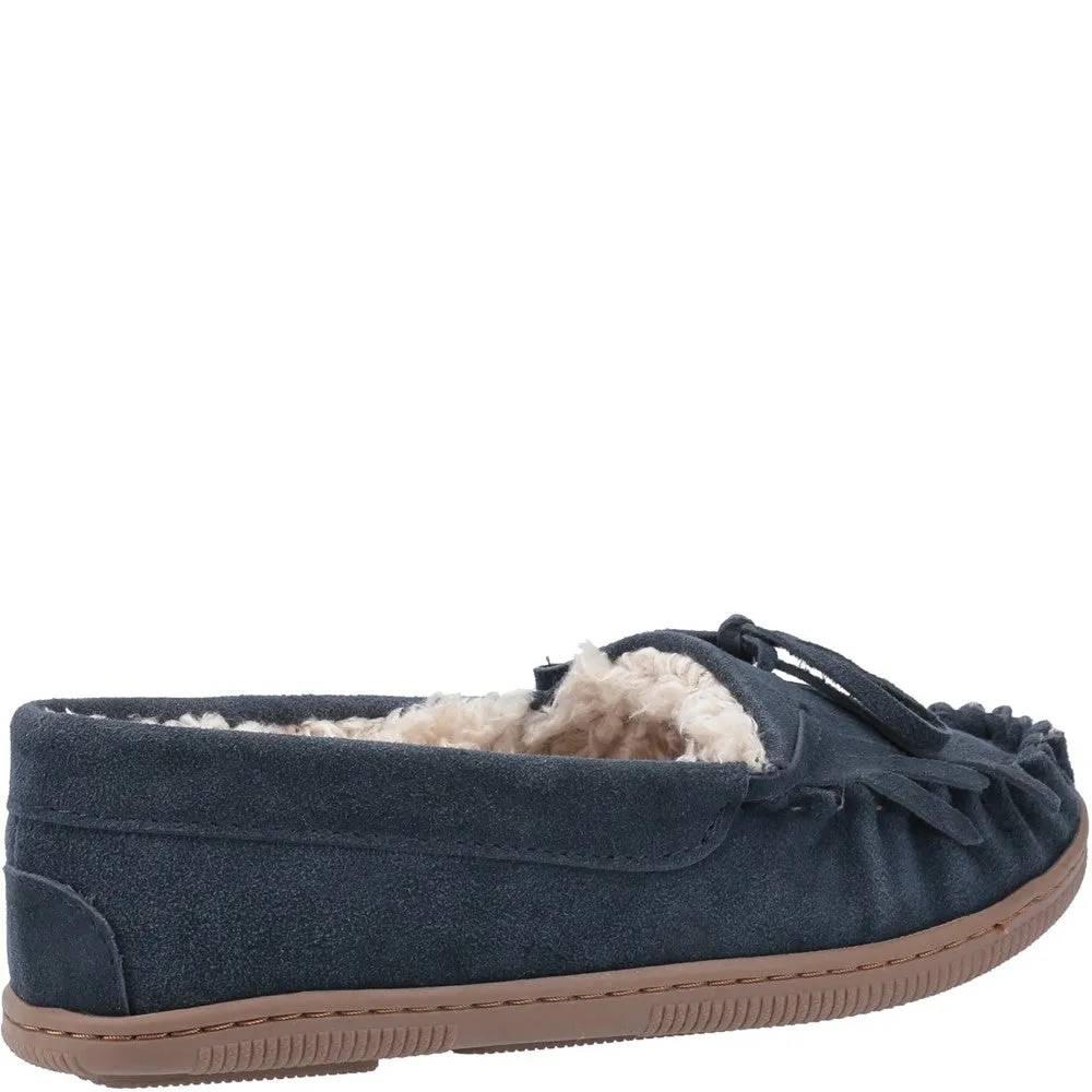 Navy Addy Suede Slippers
