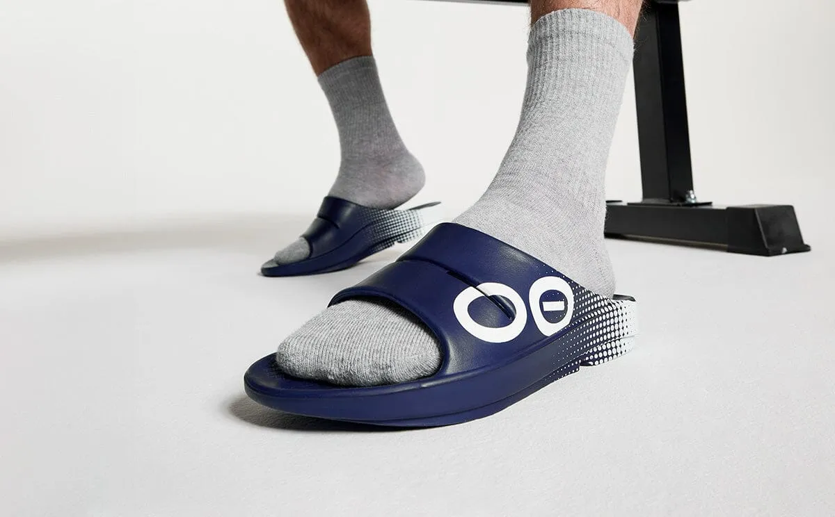 OOFOS Unisex OOahh Sport Slide Sandal - Navy Matrix