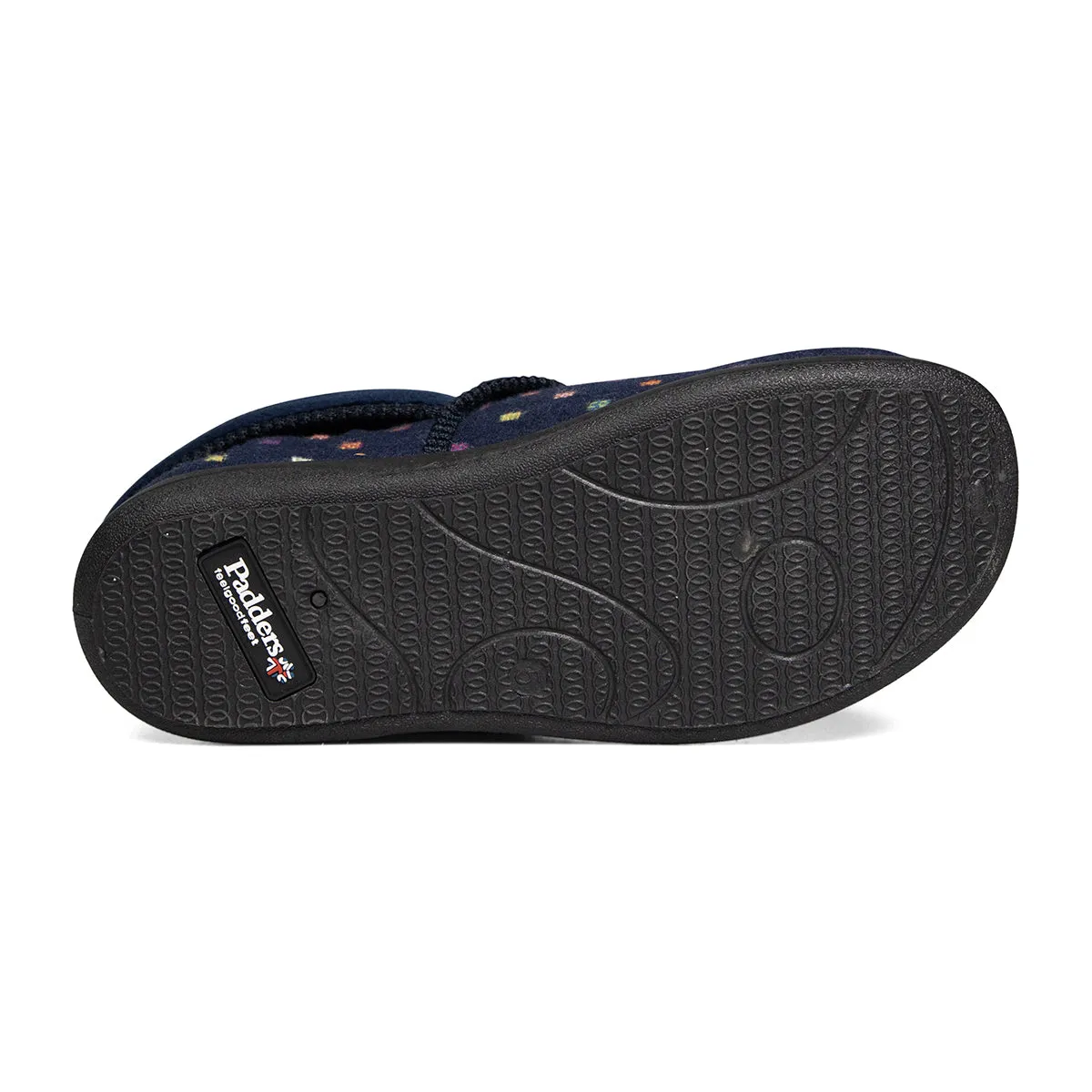 Padders Mellow Navy Woven Spot Slippers
