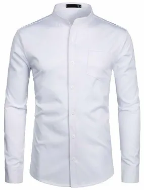 Plain white mandrian collar shirt