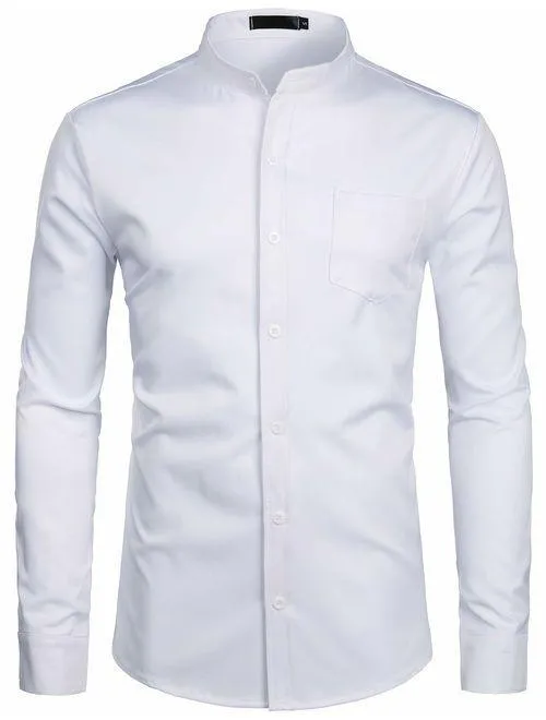 Plain white mandrian collar shirt