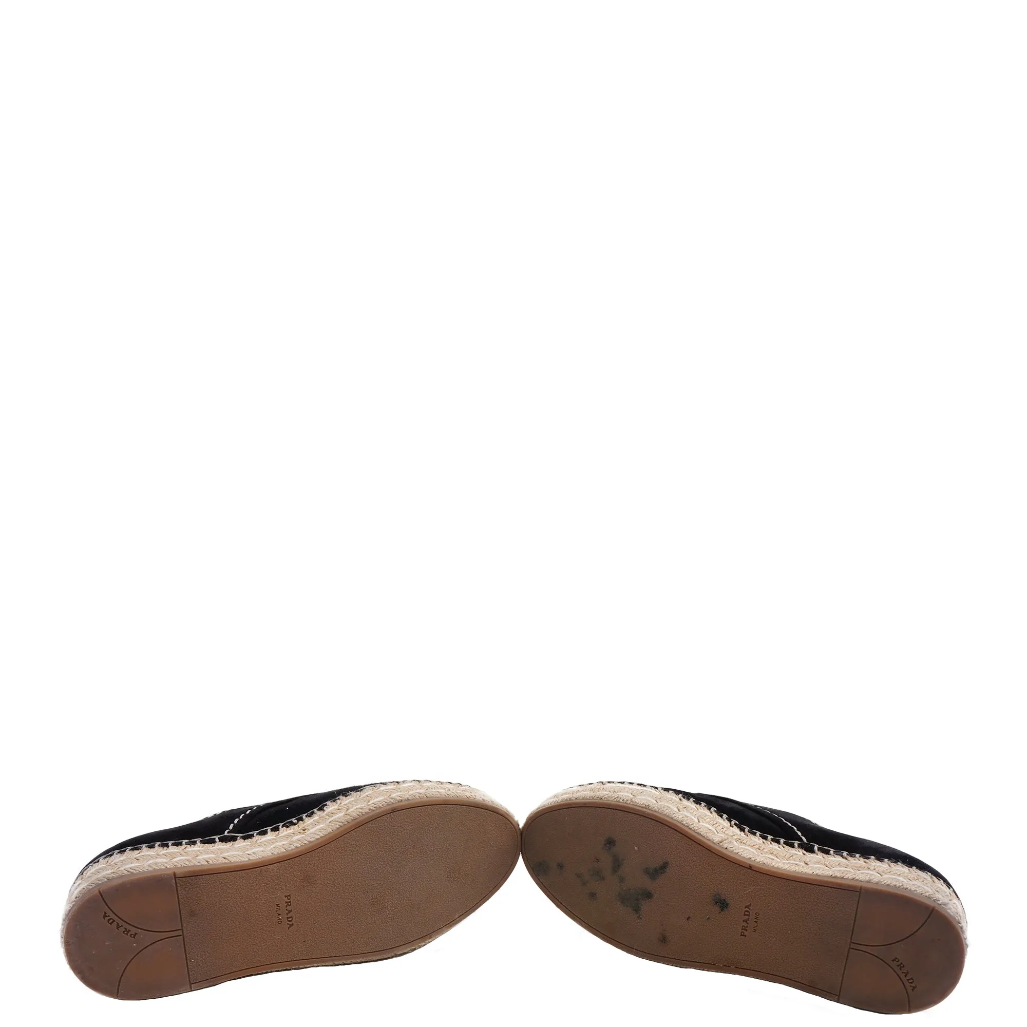 PRADA BLACK SUEDE FLATFORM ESPADRILLES