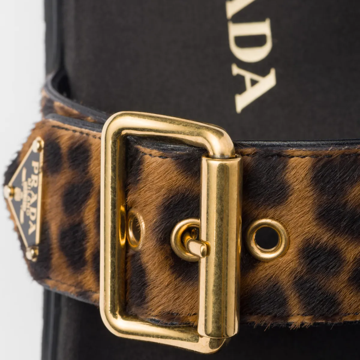Printed leather Leopard Print slides