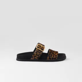 Printed leather Leopard Print slides