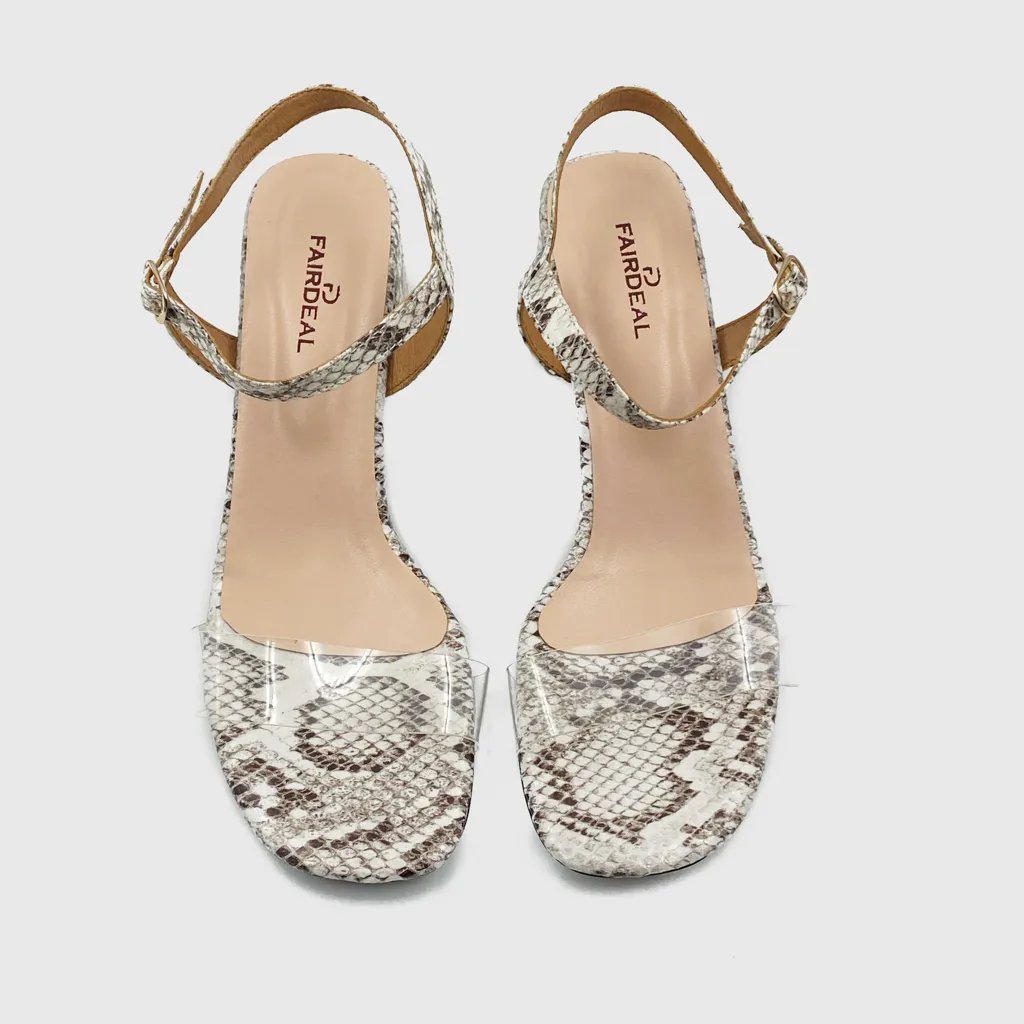 Snake Low Block Heel Sandals