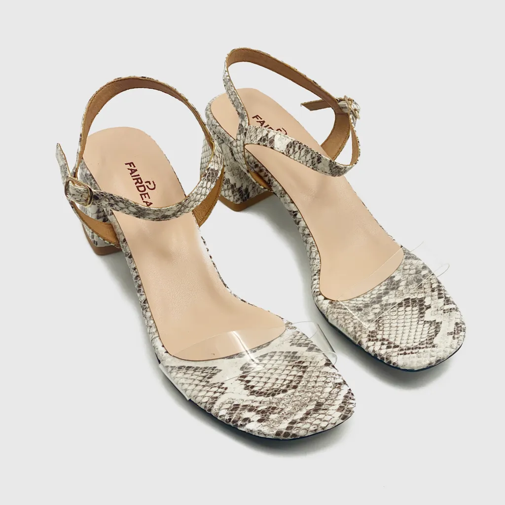 Snake Low Block Heel Sandals