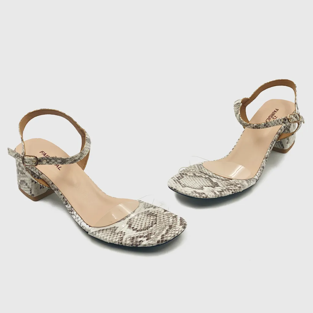 Snake Low Block Heel Sandals