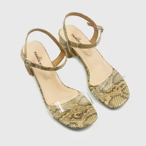 Snake Low Block Heel Sandals