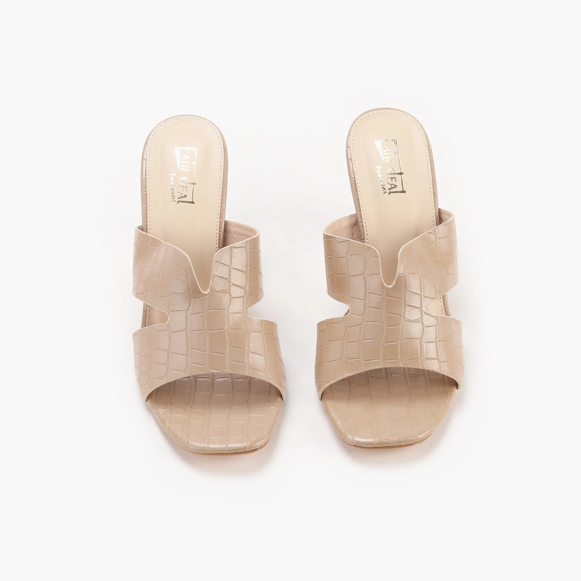 Symmetrical Strap Croc Print Sandals