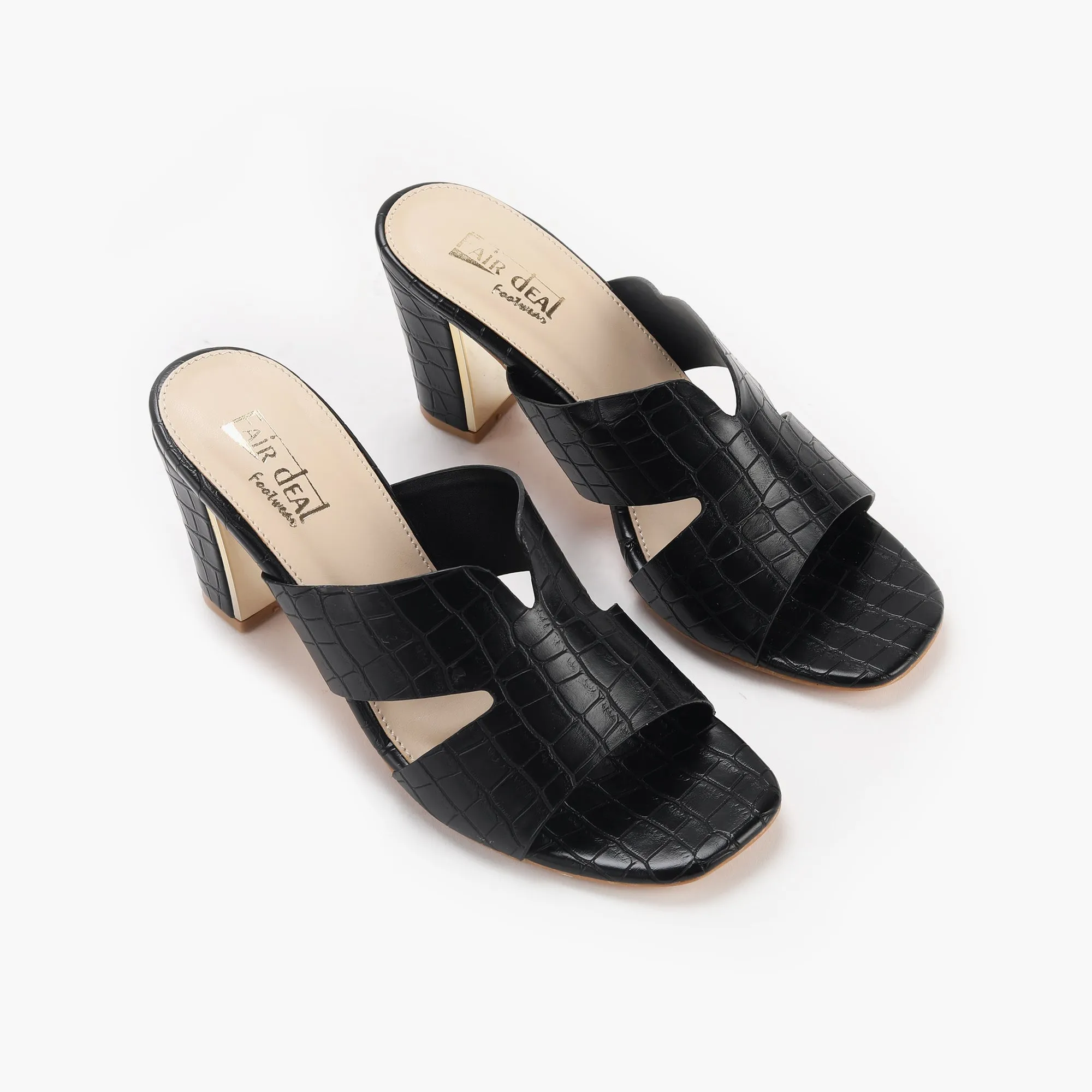 Symmetrical Strap Croc Print Sandals