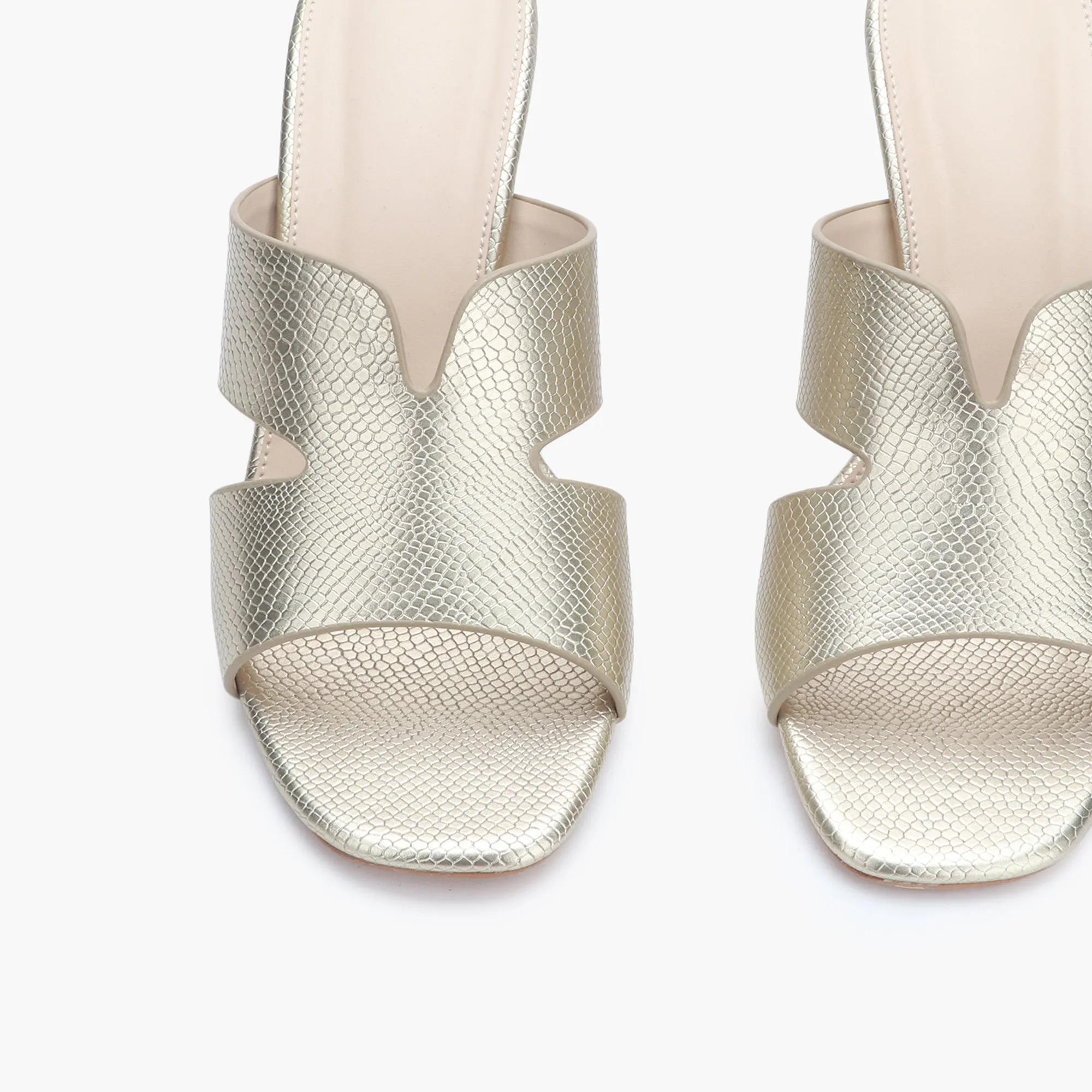 Symmetrical Strap Croc Print Sandals