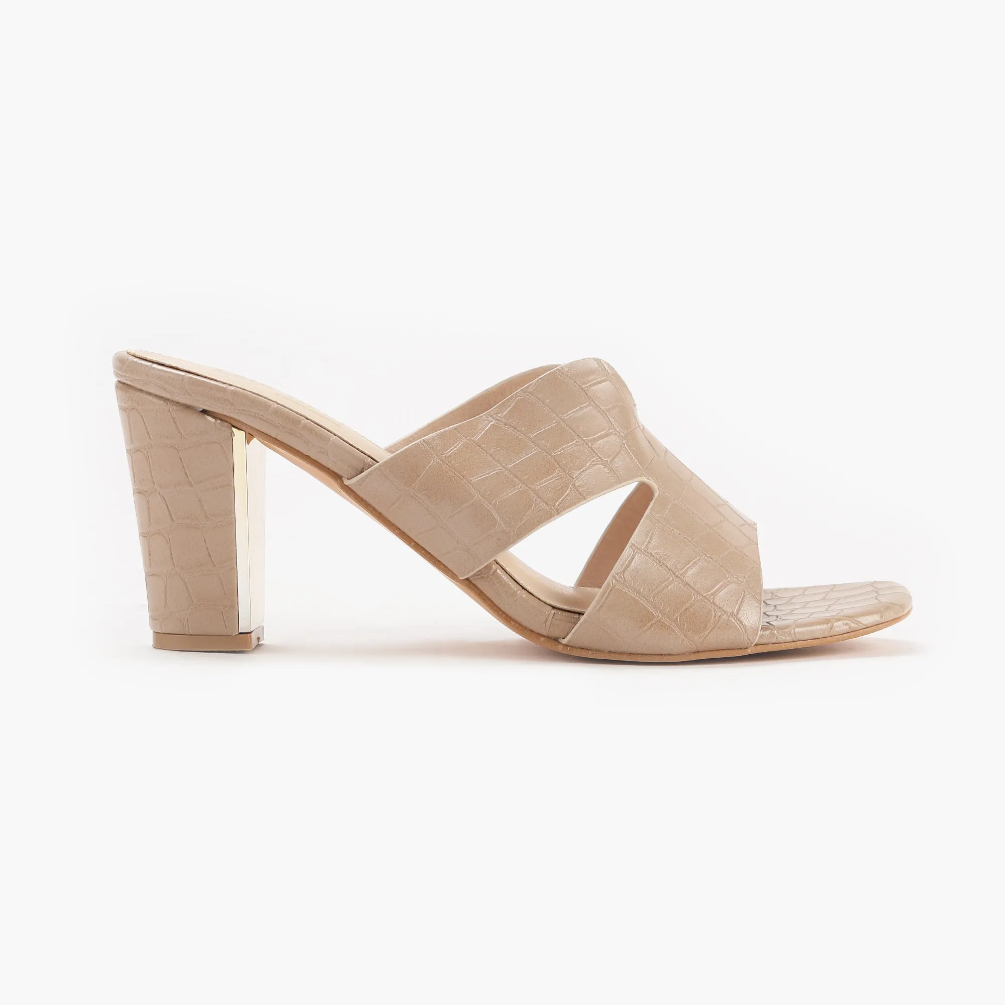 Symmetrical Strap Croc Print Sandals